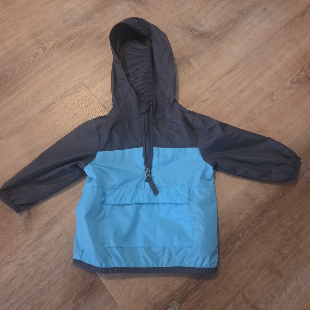 wonder nation Baby Hooded Jacket in Charcoal and Orange Logo